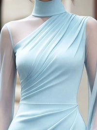 Turtleneck Sheer Sleeve Ruched Bodycon Dress 101001193933890 53 Affordable Fashion Under $100 Jerry's Apparel 