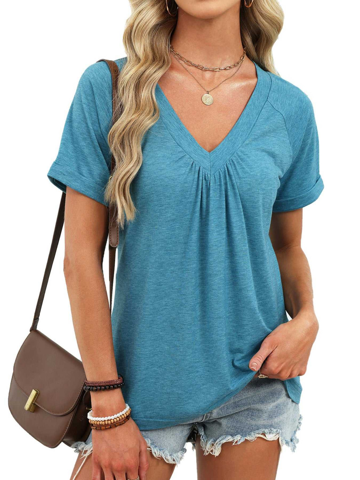 Casual V-Neck Short Sleeve T-Shirt 100100731554922 25 Affordable Fashion Under $100 Jerry's Apparel 