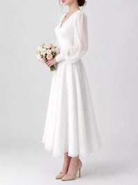 Surplice Lantern Sleeve Midi Dress 101001501640964 149 Brunch Dresses Jerry's Apparel 