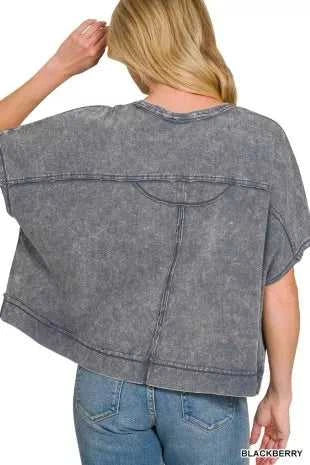 Zenana Acid Washed Round Neck Short Sleeve Oversized T-Shirt 100100271511497 25 Affordable Fashion Under $100 Jerry's Apparel 