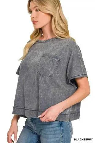 Zenana Acid Washed Round Neck Short Sleeve Oversized T-Shirt 100100271511497 25 Affordable Fashion Under $100 Jerry's Apparel 