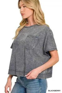Zenana Acid Washed Round Neck Short Sleeve Oversized T-Shirt 100100271511497 25 Affordable Fashion Under $100 Jerry's Apparel 