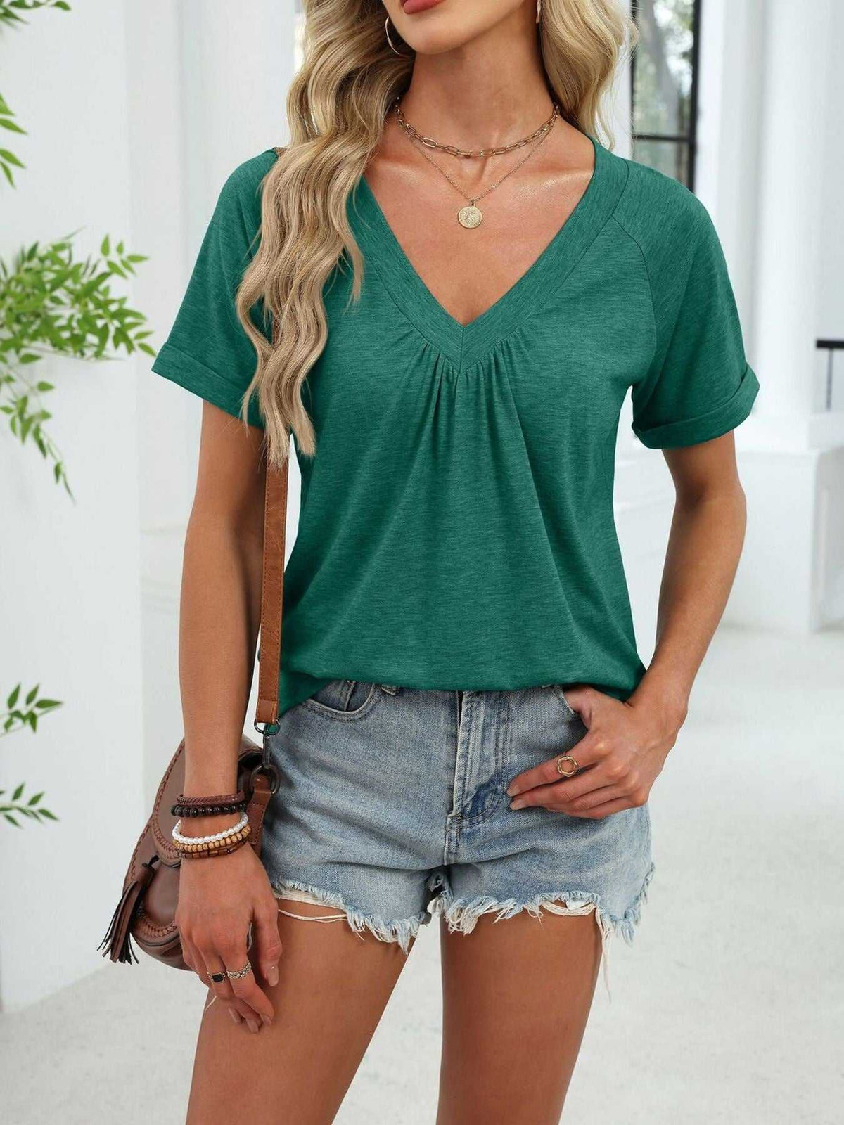 Casual V-Neck Short Sleeve T-Shirt 100100731554922 25 Affordable Fashion Under $100 Jerry's Apparel 