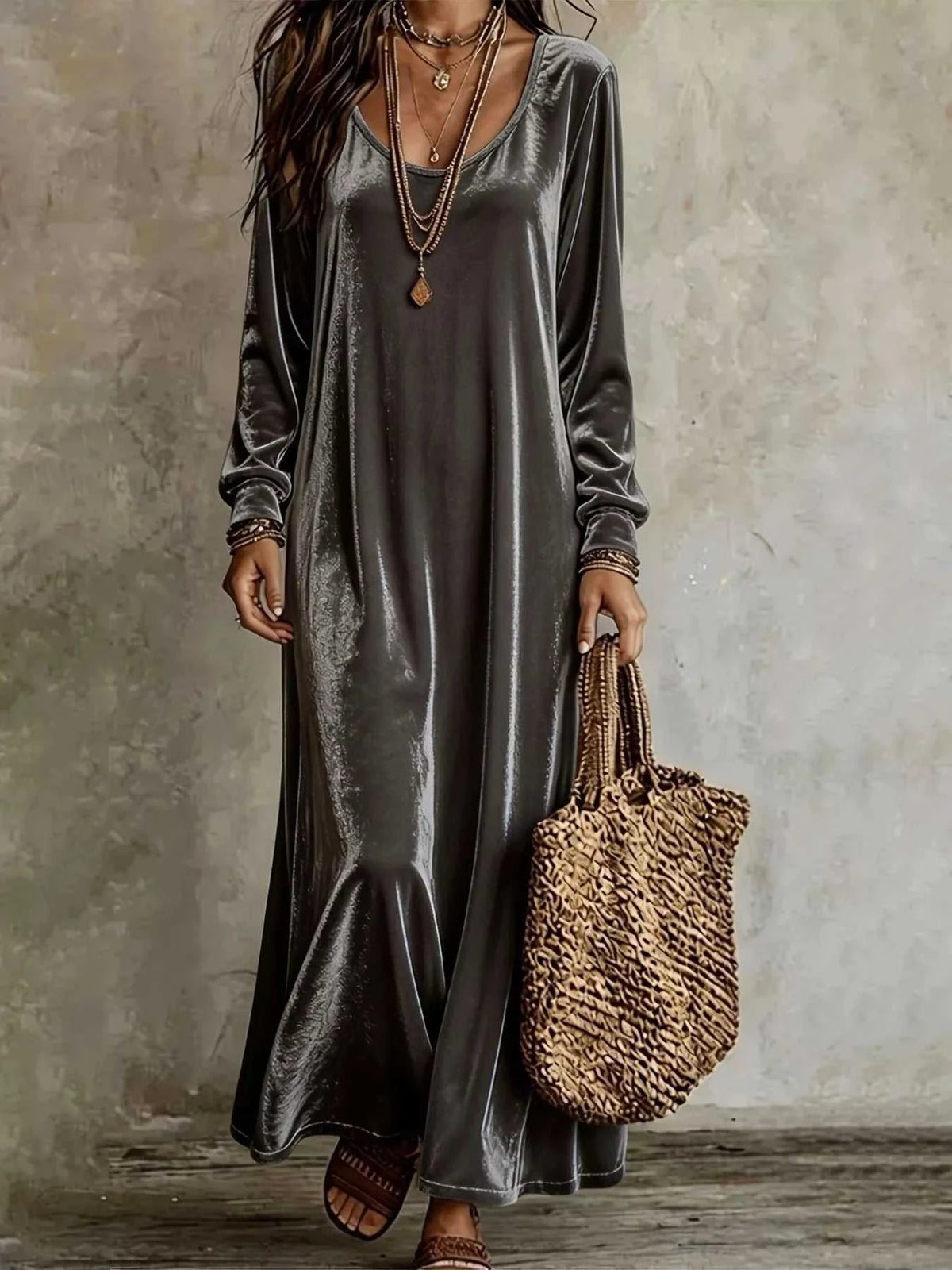 Velvet Maxi Dress with Flowy Hem 100100506619632 27 Affordable Fashion Under $100 Jerry's Apparel 
