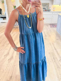 Full Size Tiered Ruffle Hem Denim Dress Plus Size 100100310583180 57 Gifts for Her Jerry's Apparel 