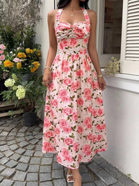Floral Print Halter Neck Midi Dress 100100495671560 42 Affordable Fashion Under $100 Jerry's Apparel 