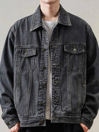 Men's Full Size Classic Washed Denim Jacket with Chest Pockets Plus Size 100400596794258 72 Affordable Fashion Under $100 Jerry's Apparel 