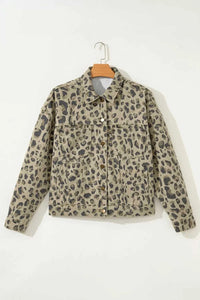 Leopard Print Seam Detail Button Down Denim Jacket 101003575830164 88 Affordable Fashion Under $100 Jerry's Apparel 