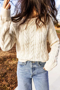 Drop Shoulder Round Neck Cable Knit Sweater 100100507789573 52 Affordable Fashion Under $100 Jerry's Apparel 