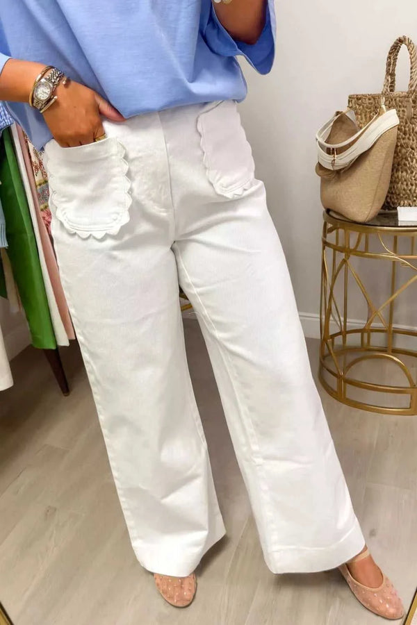 Solid Color Scalloped Patch Pocket Shift Jeans 100100867335744 65 Seasonal Fashion Collections Jerry's Apparel 