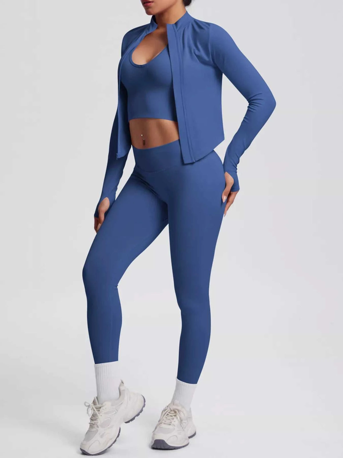 Tank & Zip-Up Jacket and Leggings Three-Piece Active Set 101006896695096 129 Comfortable Weekend Sets Jerry's Apparel 