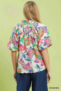 Umgee Mix Floral Print Scallop Hem Blouse 100100618091537 47 Affordable Fashion Under $100 Jerry's Apparel 