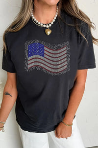 US Flag Round Neck Short Sleeve T-Shirt