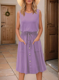 Full Size Round Neck Sleeveless Tank Dress Plus Size