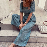 Printed Square Neck Puff Sleeve Jumpsuit 100100619721006 31 Affordable Fashion Under $100 Jerry's Apparel 