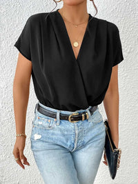 Perfee Surplice Short Sleeve Ruched Bodysuit 100100315761284 27 Affordable Fashion Under $100 Jerry's Apparel 