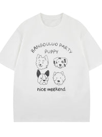 Men's Puppy Graphic Round Neck Casual T-Shirt