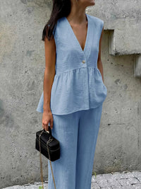 One Button Top and Wide Leg Pants Set 100100324141111 44 Affordable Fashion Under $100 Jerry's Apparel 