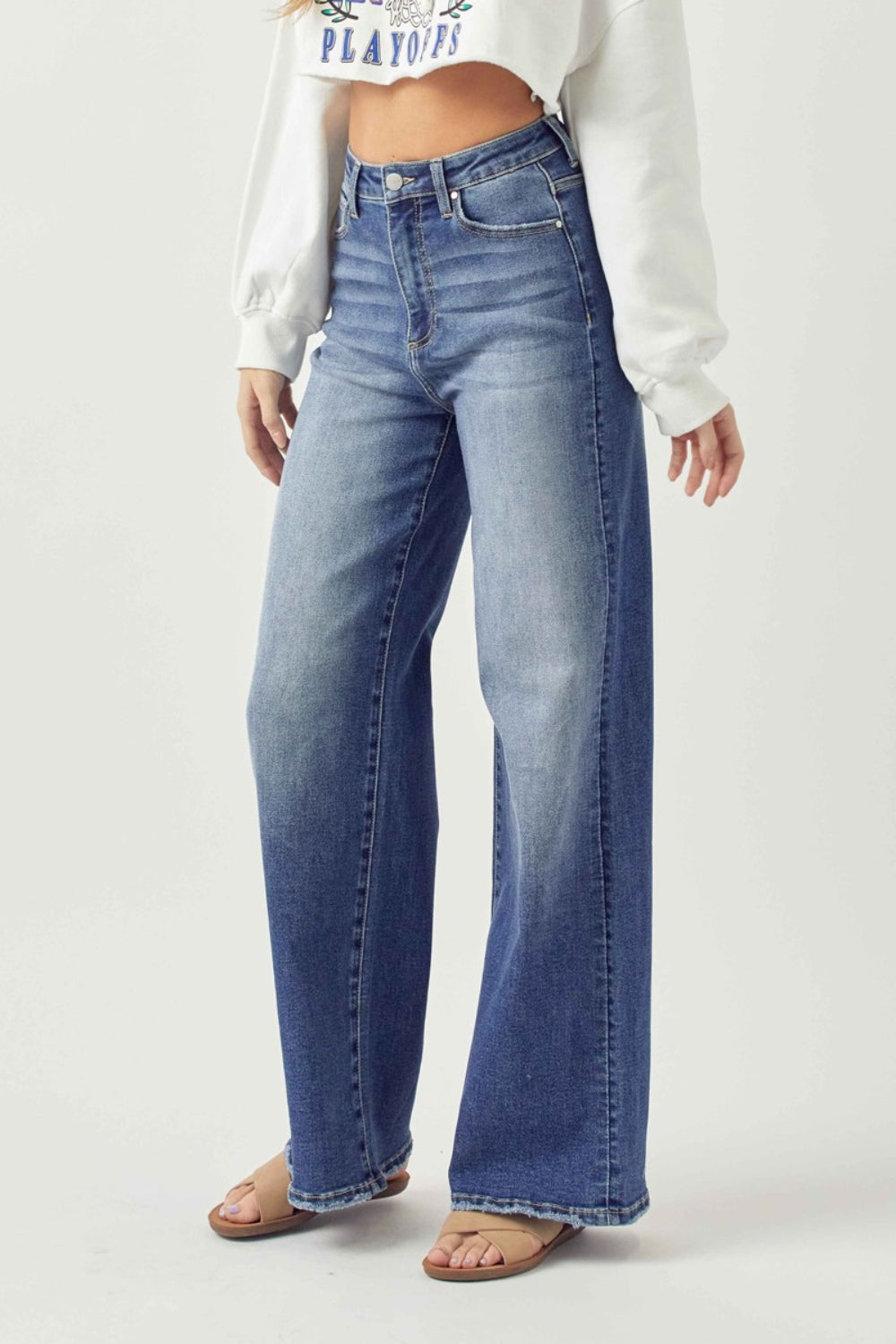 Full Size High Rise Wide Leg Jeans