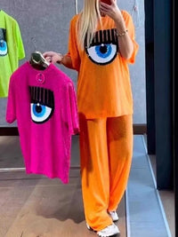 Full Size Eye-Pattern Round Neck Top and Pants Two-Piece Set Plus Size 101001969974040 37 Affordable Fashion Under $100 Jerry's Apparel 