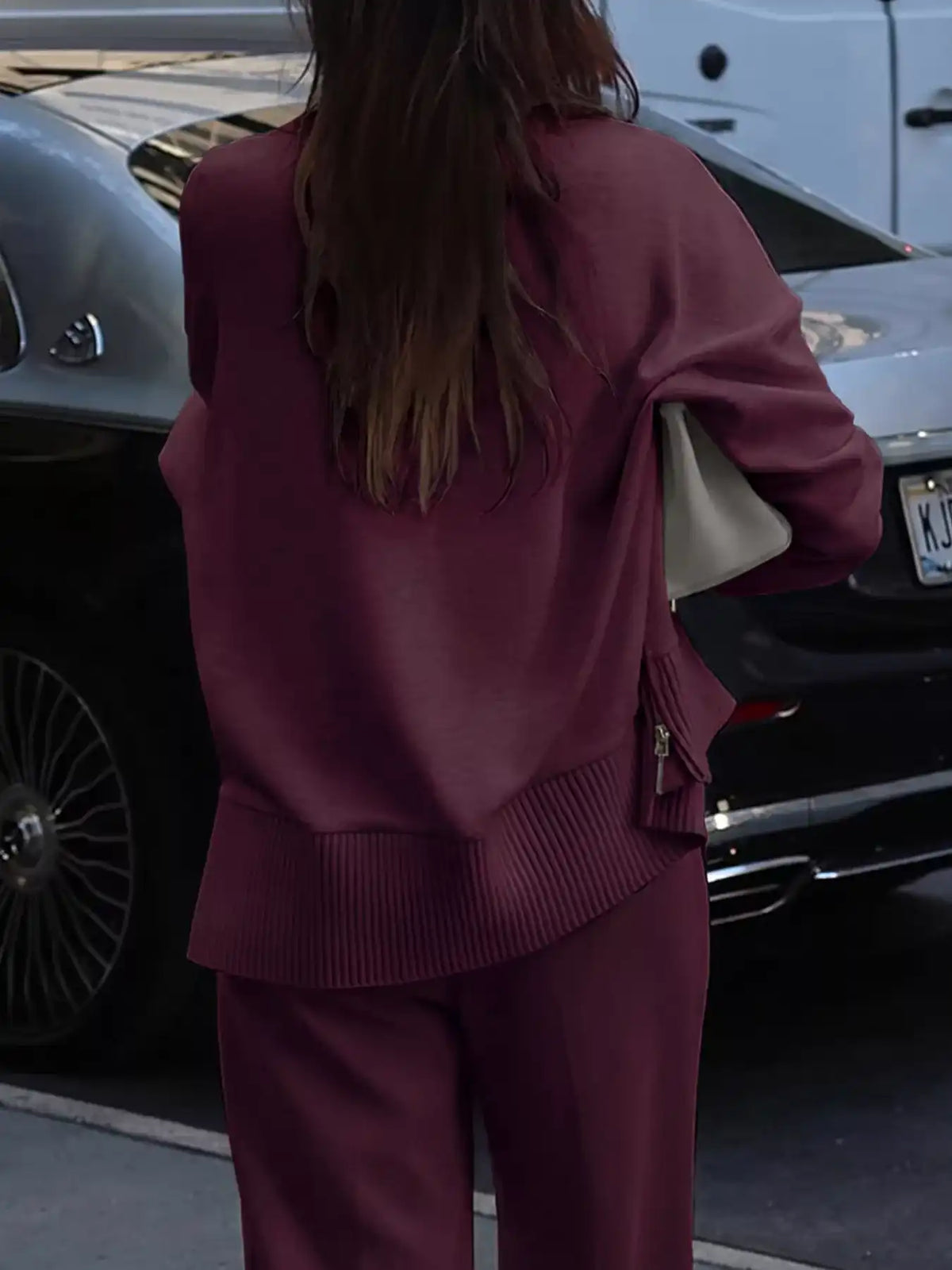 Dropped Shoulder Sweatshirt and Wide-Leg Pants Set 101001428270125 78 Gifts for Her Jerry's Apparel 