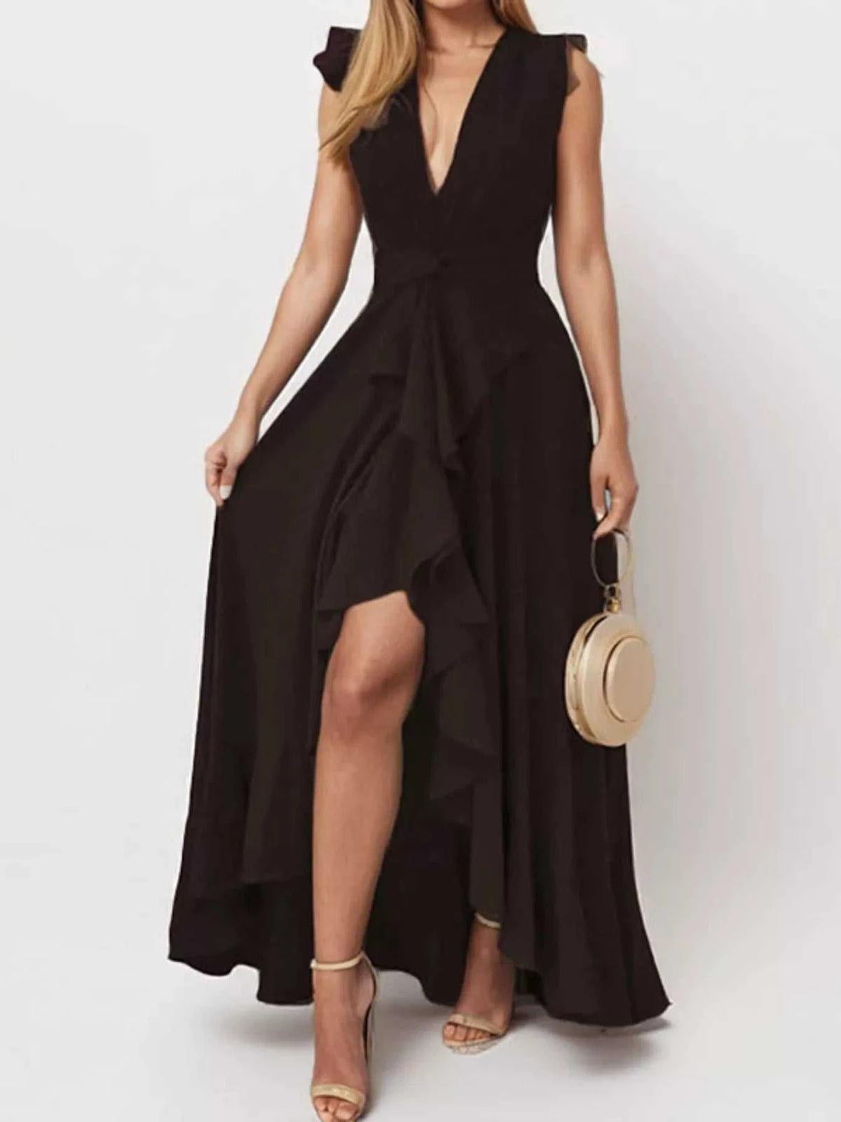 Full Size Ruffled High-Low Maxi Dress Plus Size 100100041251511 43 Affordable Fashion Under $100 Jerry's Apparel 