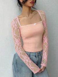 Lace Sleeve Square Neck Top 100100704791360 18 Affordable Fashion Under $100 Jerry's Apparel 