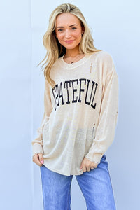 GRATEFUL Long Sleeve Knit Top