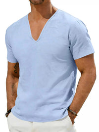 Men's Full Size Casual V-Neck Linen T-Shirt Plus Size 100400496061654 26 Affordable Fashion Under $100 Jerry's Apparel 