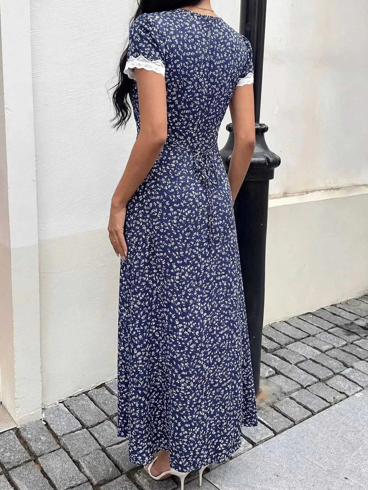 Floral Print Lace Trim Maxi Dress 100100543668093 36 Affordable Fashion Under $100 Jerry's Apparel 