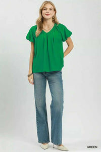 Umgee Gathered V-Neck Top 100100167581635 49 Affordable Fashion Under $100 Jerry's Apparel 