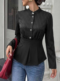 Striped Long Sleeve Peplum Blouse 100100499847455 37 Affordable Fashion Under $100 Jerry's Apparel 