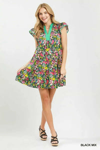 Umgee Floral Flutter Sleeve Tiered Mini Dress 100100740391186 57 Affordable Fashion Under $100 Jerry's Apparel 