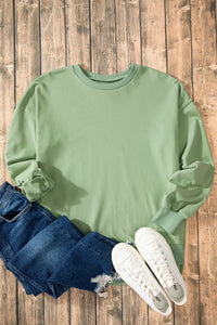 High-Low Round Neck Long Sleeve Sweatshirt