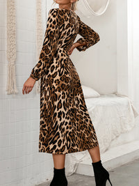 Ivy Lane Leopard Button Down V-Neck Dress