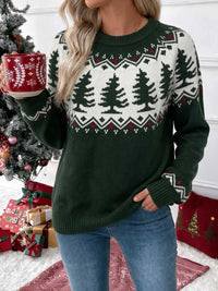 Christmas Tree Pattern Round Neck Sweater 101002229661667 54 Affordable Fashion Under $100 Jerry's Apparel 