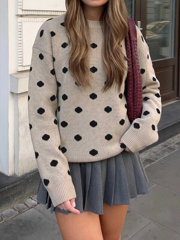 Polka Dot Dropped Shoulder Sweater 100100275063336 54 Affordable Fashion Under $100 Jerry's Apparel 