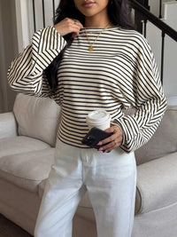 Striped Batwing Sleeve Crew Neck T-Shirt 101001135903926 41 Affordable Fashion Under $100 Jerry's Apparel 