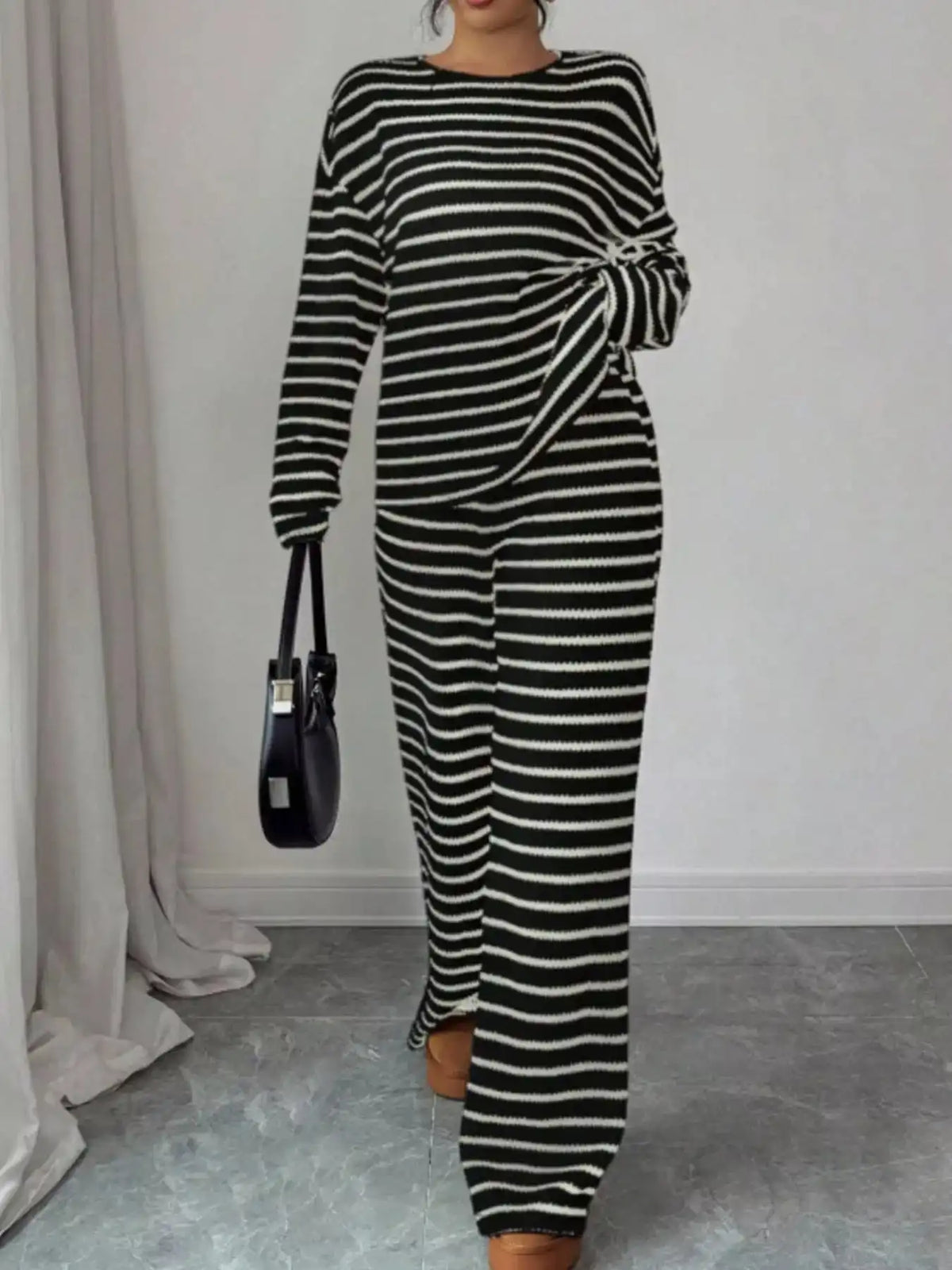 Striped Relaxed Fit Top and Pants Set 101002581867183 66 Affordable Fashion Under $100 Jerry's Apparel 