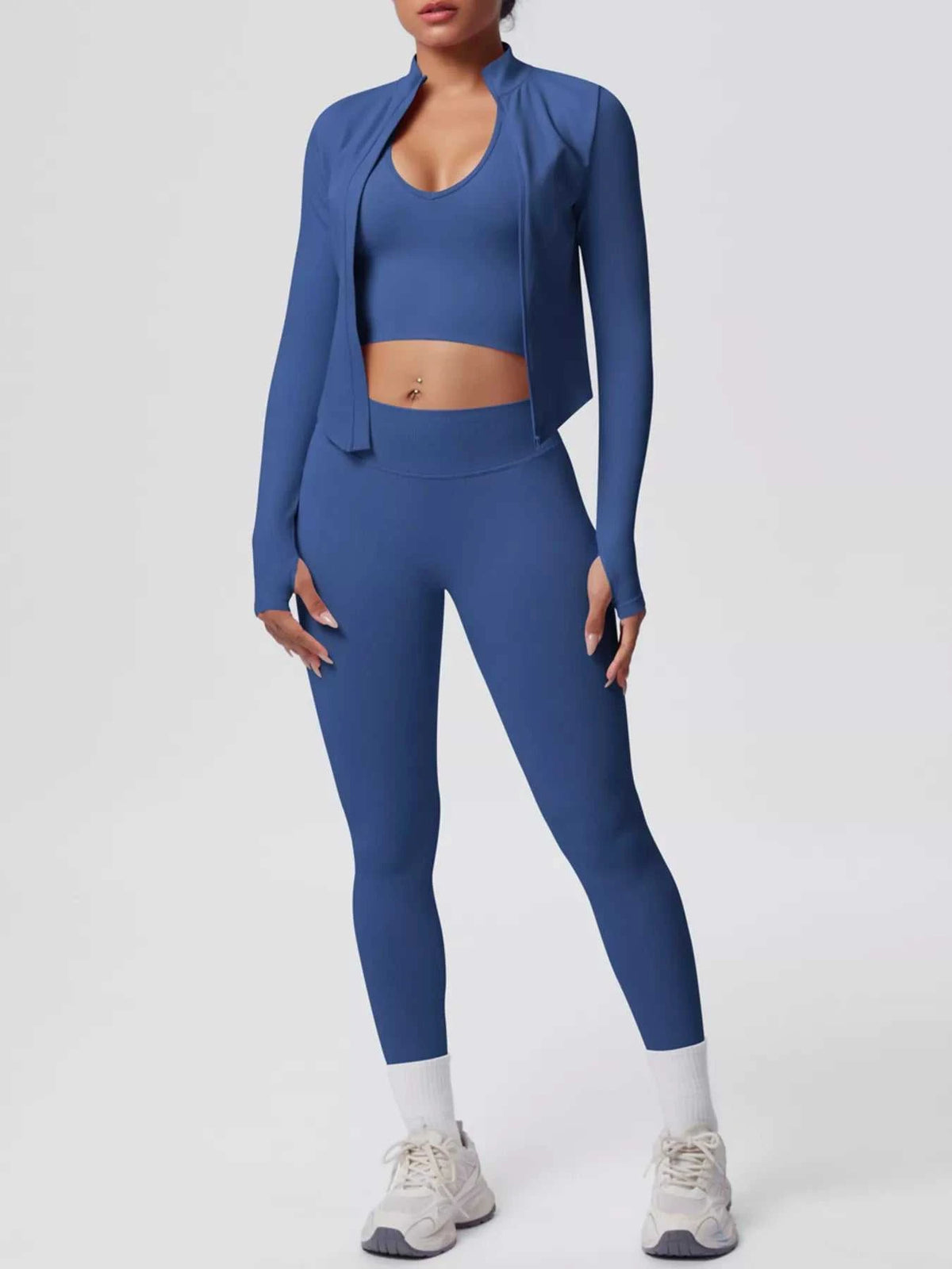 Tank & Zip-Up Jacket and Leggings Three-Piece Active Set 101006896695096 129 Comfortable Weekend Sets Jerry's Apparel 