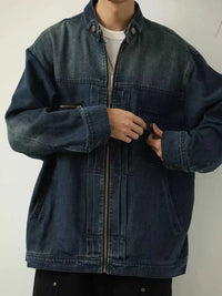 Men's Full Size Washed Zip Up Denim Jacket Plus Size 104003330203490 77 Affordable Fashion Under $100 Jerry's Apparel 