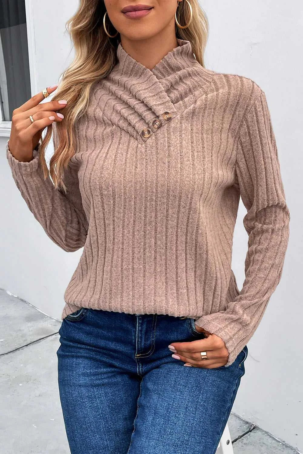 Perfee Ribbed Turtleneck Long Sleeve Sweater 100100056494347 27 Affordable Fashion Under $100 Jerry's Apparel 