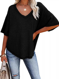 Waffle Knit V-Neck Short Sleeve T-Shirt 100100993990875 26 Affordable Fashion Under $100 Jerry's Apparel 