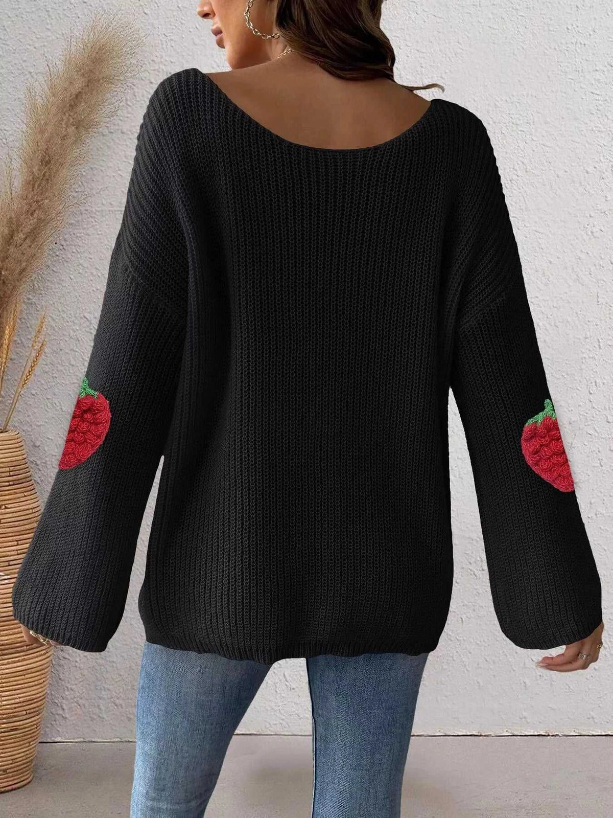Strawberry Applique Oversized Sweater 101002944514652 38 Affordable Fashion Under $100 Jerry's Apparel 
