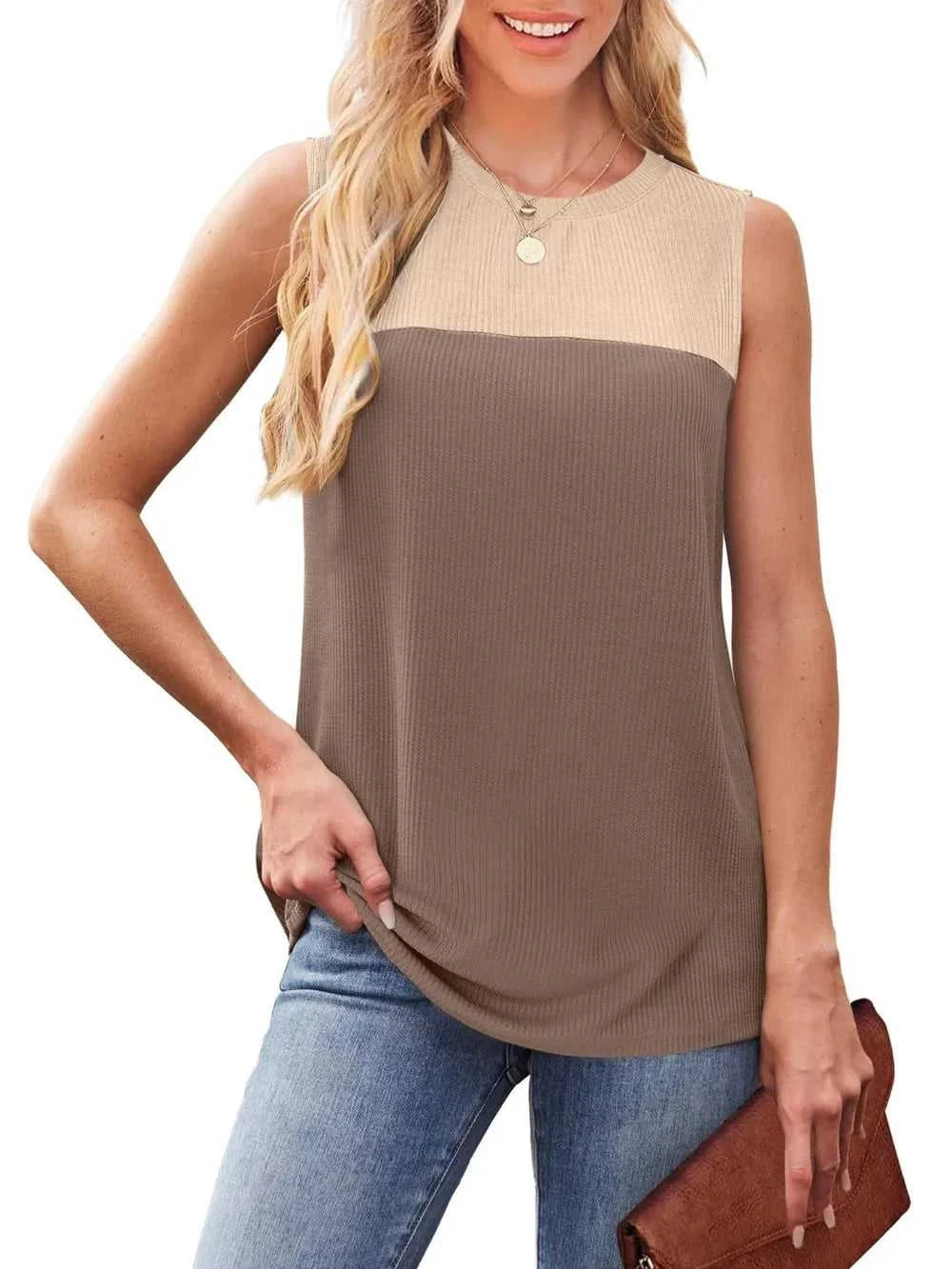 Color Block Round Neck Tank 100100795101366 16 Affordable Fashion Under $100 Jerry's Apparel 