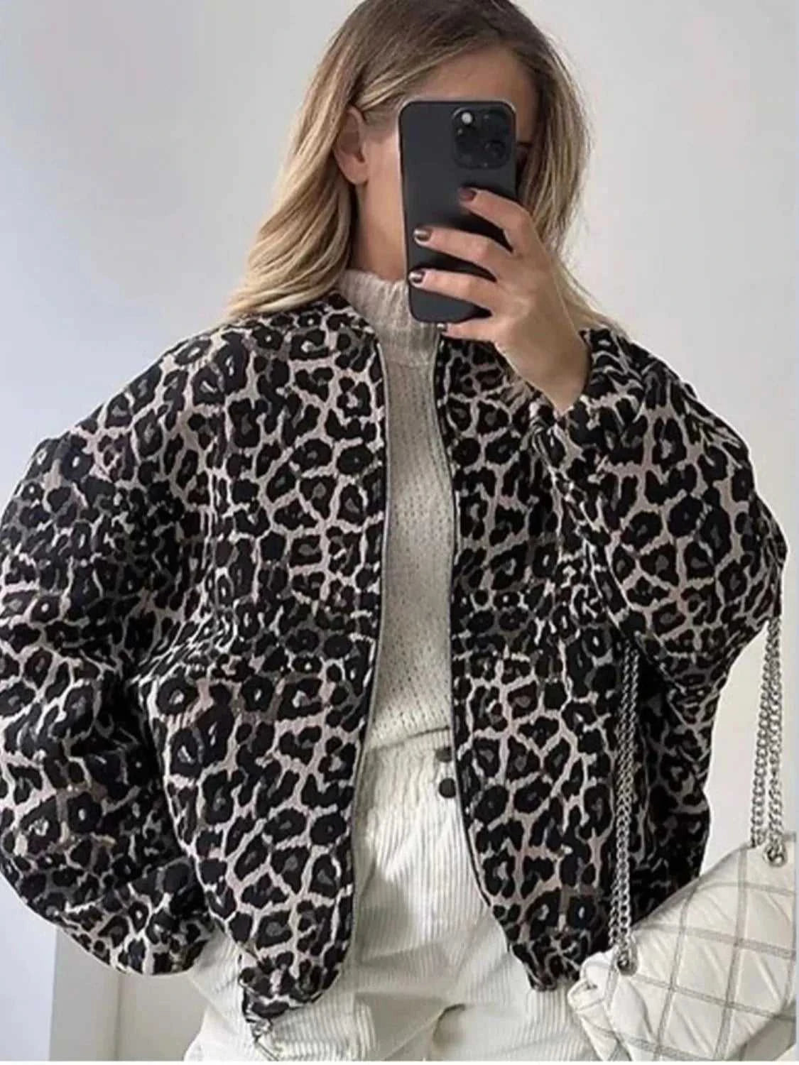 Leopard Print Oversized Bomber Jacket 100100803282037 55 Affordable Fashion Under $100 Jerry's Apparel 
