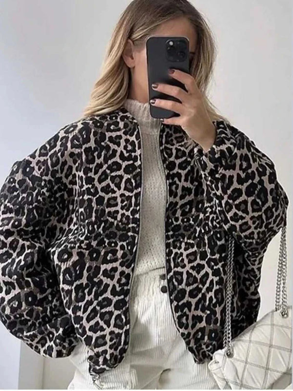 Leopard Print Oversized Bomber Jacket 100100803282037 55 Affordable Fashion Under $100 Jerry's Apparel 