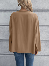 Ivy Lane Half Button Long Sleeve Blouse