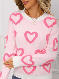 Valentine's Day Heart Pattern Round Neck Sweater 100100472947296 49 Affordable Fashion Under $100 Jerry's Apparel 