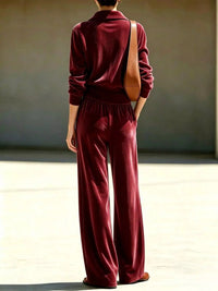 Full Size Half Zip Sweatshirt and Wide-Leg Pants Set Plus Size 101001649137851 55 Affordable Fashion Under $100 Jerry's Apparel 